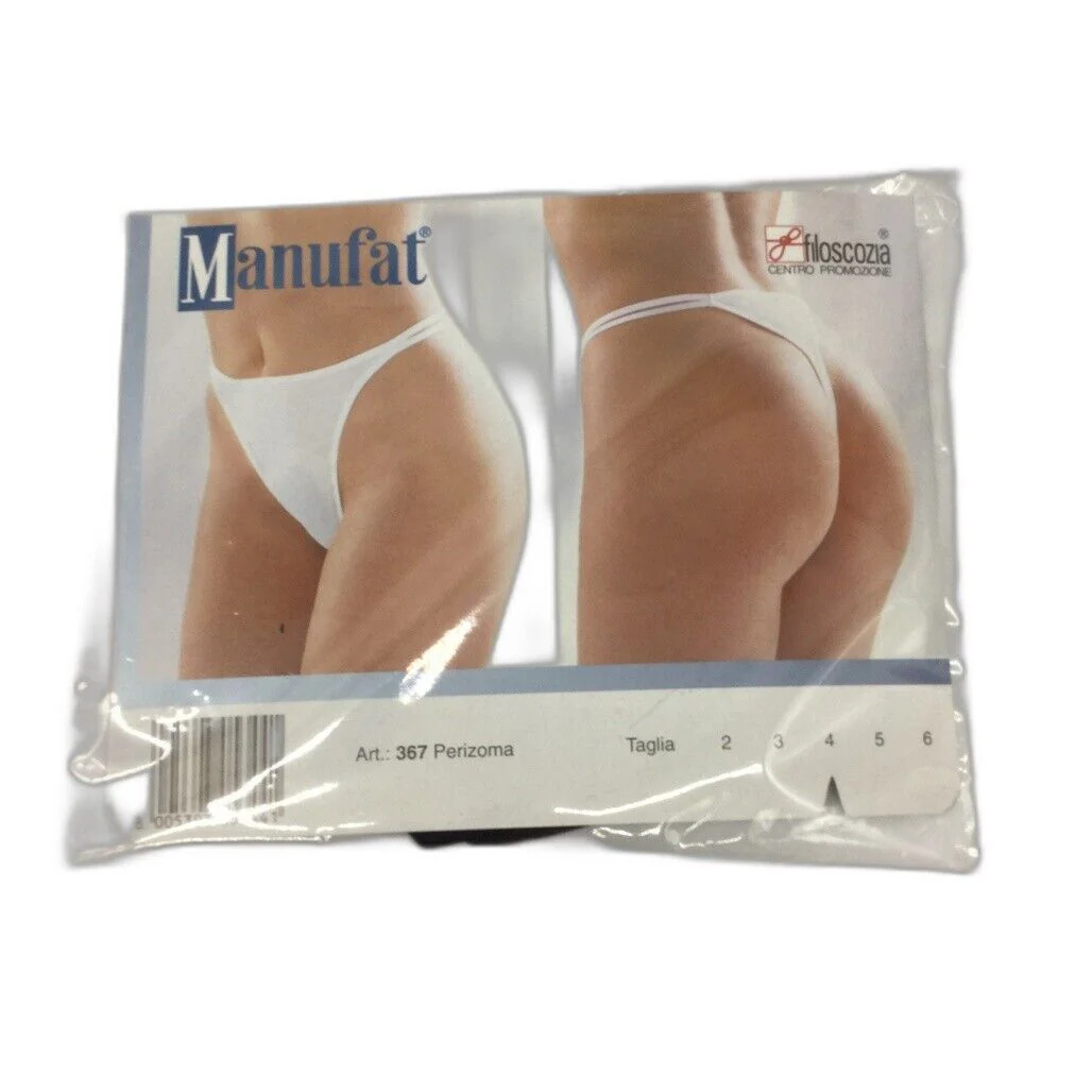 Manufat Black Cotton String Thong Perizoma Underwear Ladies Size I4 /X-Large NEW - Image 3