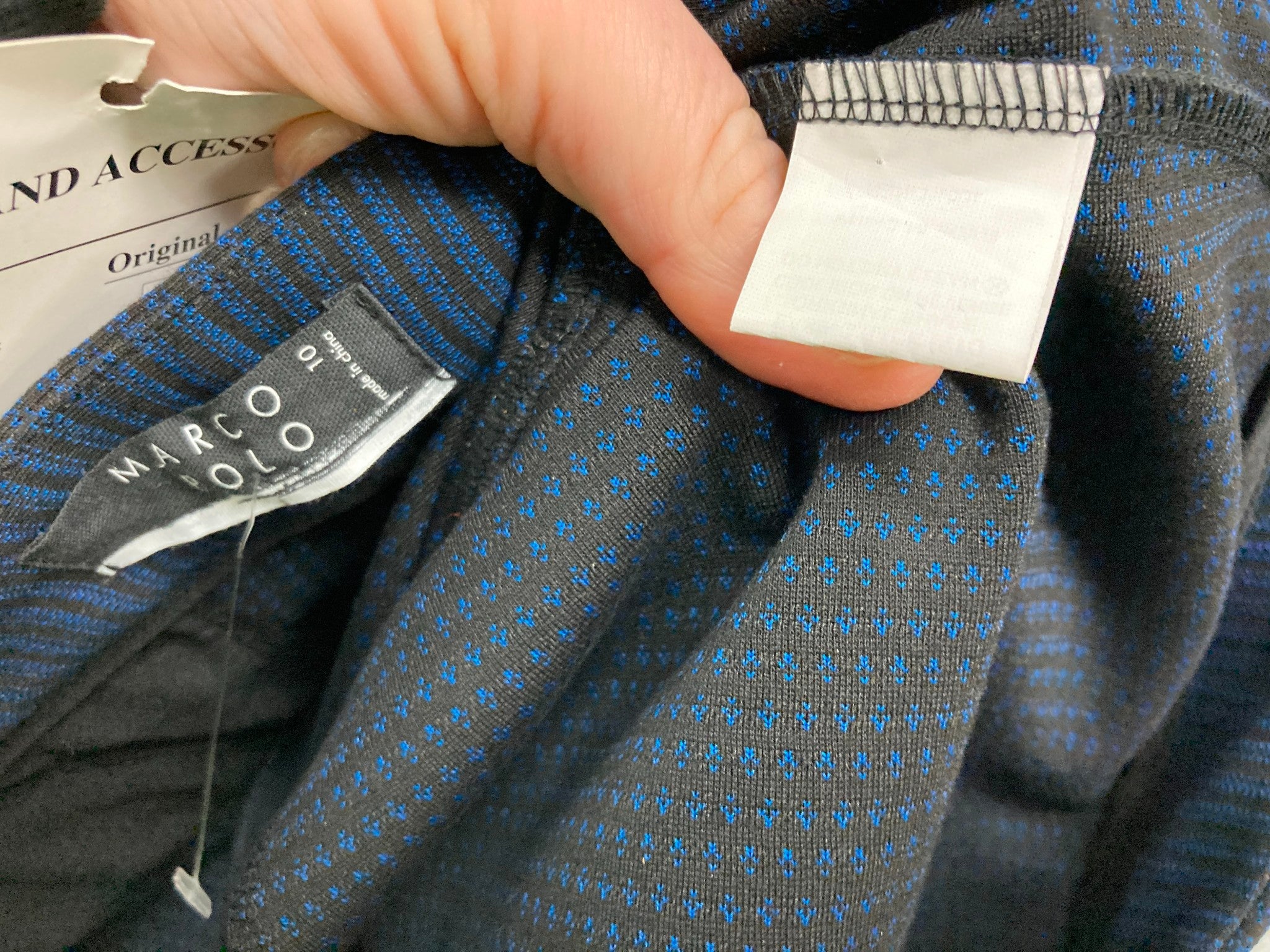 Marco Polo Line Patterned Leg Blue/Black Pants Ladies Sz 10 NEW - Image 7