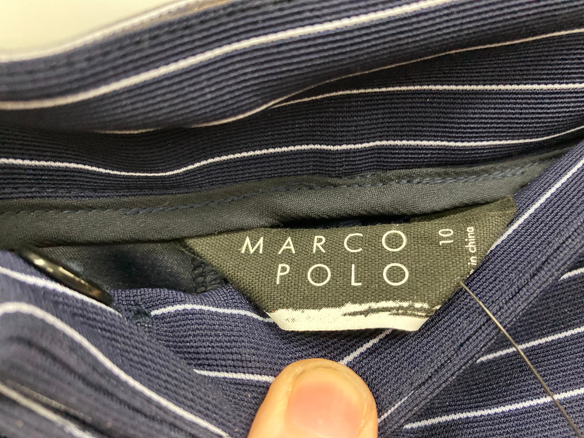 Marco Polo Zip And Button Up White Line Leg Blue Pants Ladies Sz 10 NEW - Image 4