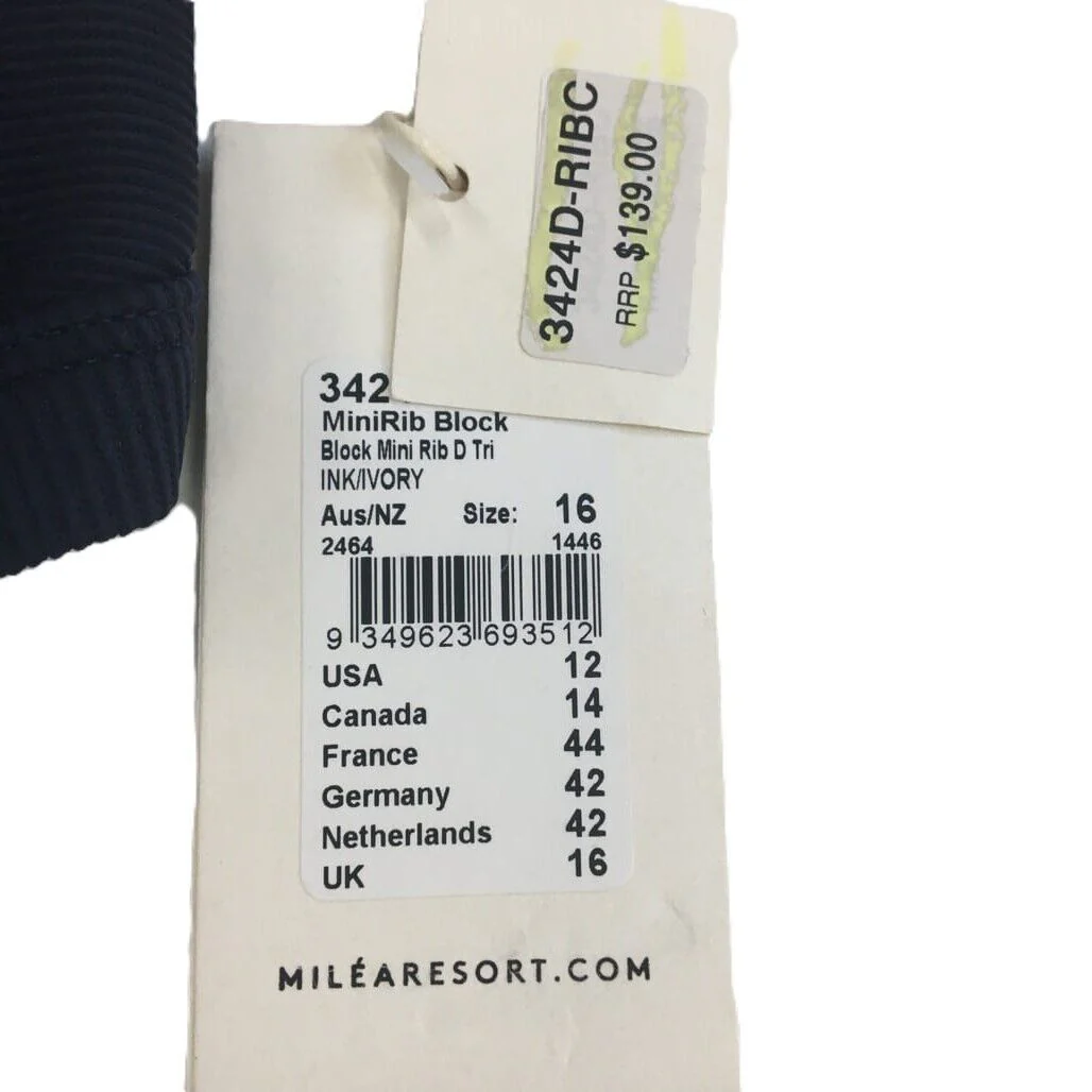 Milea Black and White Ribbed Swim Summer Beach Ladies Top Size 16 NEW - Image 5