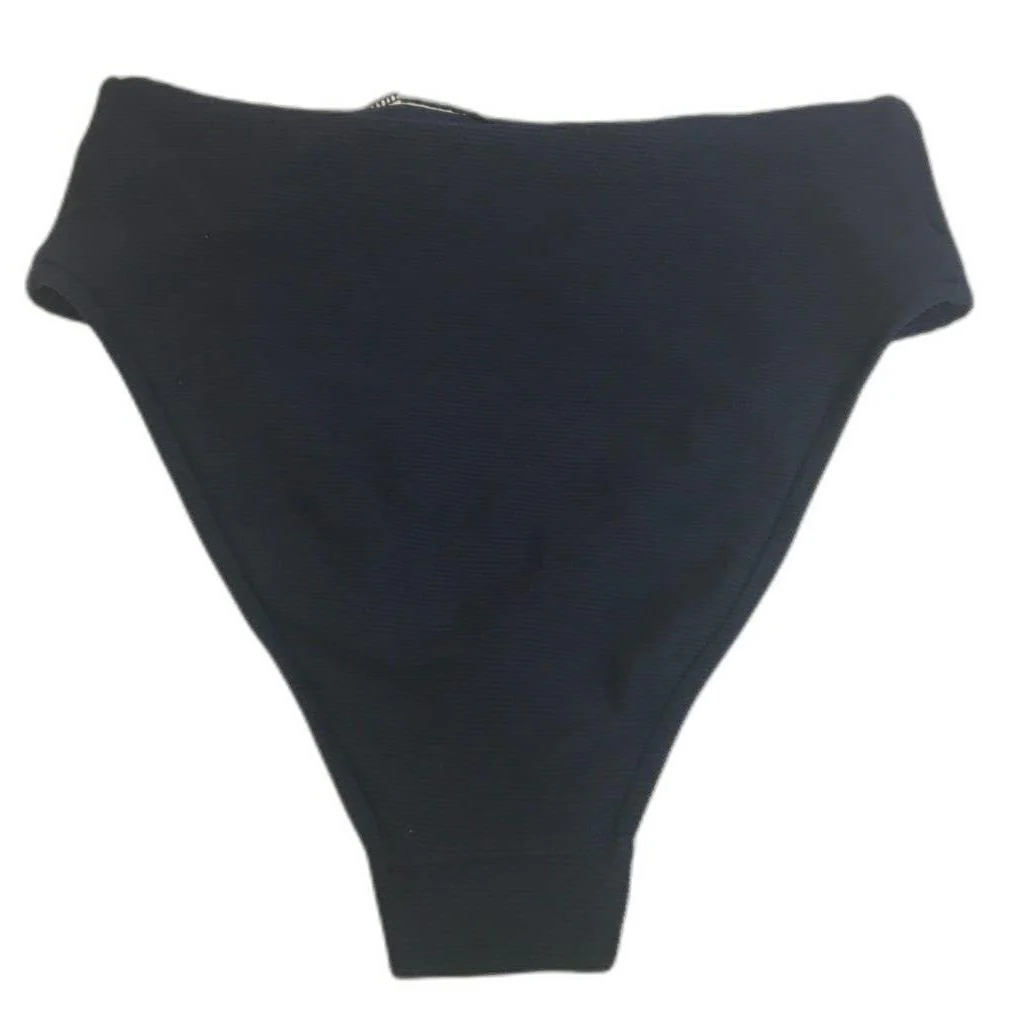 Milea Black Ribbed Swim Summer Beach Ladies Bikini Bottom Pants Size 8 NEW - Image 2
