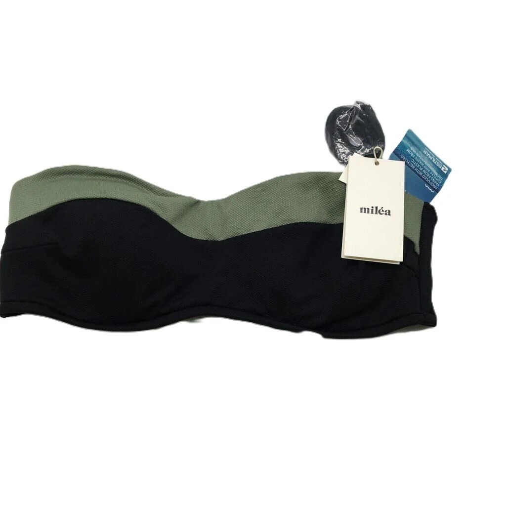 Milea Eco Wave Woman Underwire Bandeau Black/Green Beach Top Size 10 Cup D NEW - Image 2