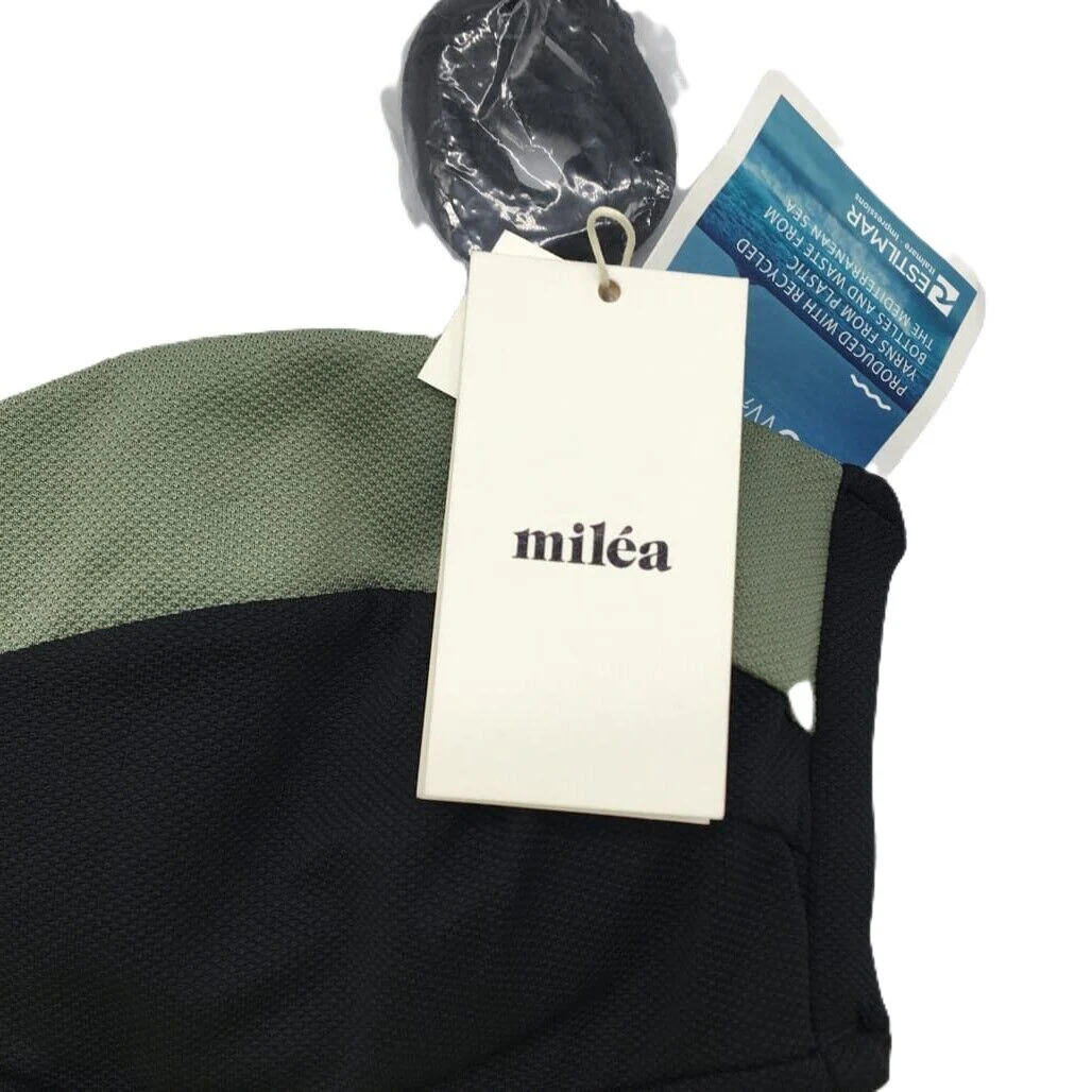 Milea Eco Wave Woman Underwire Bandeau Black/Green Beach Top Size 10 Cup D NEW - Image 3