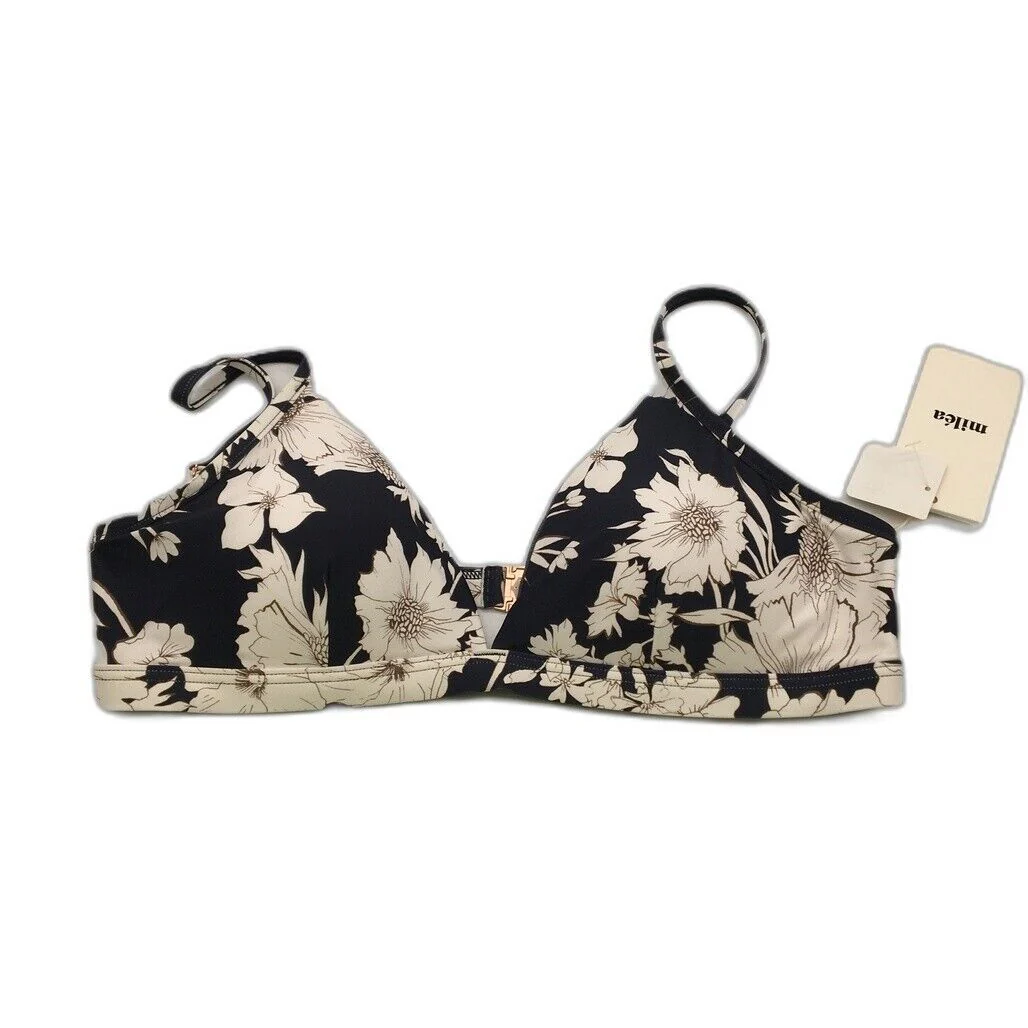 Milea Floral Daisy Print Black Soft Women Bikini Swim Top AU Size 14 NEW - Image 2
