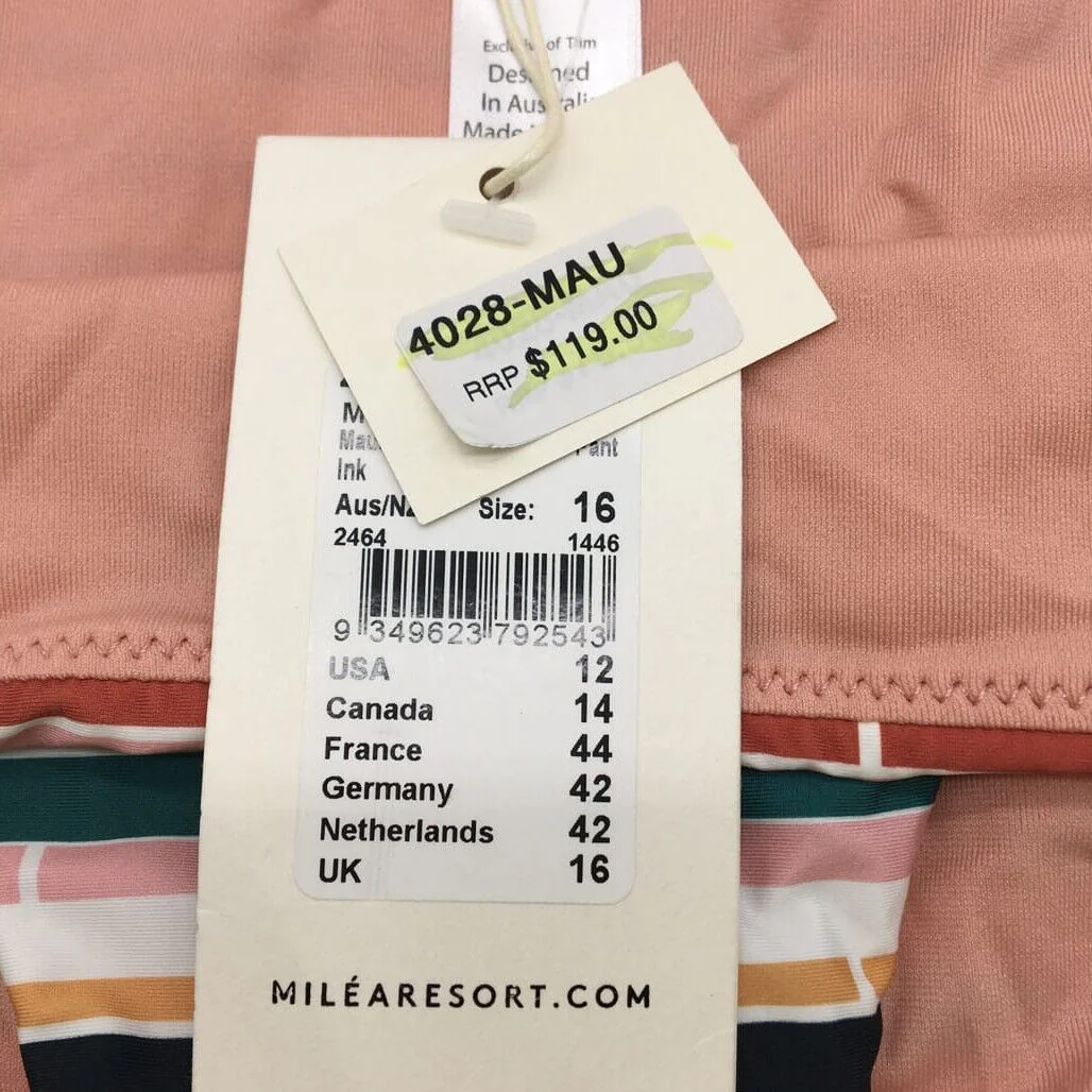 Milea Striped Colourful Brown Swim Summer Ladies Bikini Bottom Size 16 NEW - Image 5