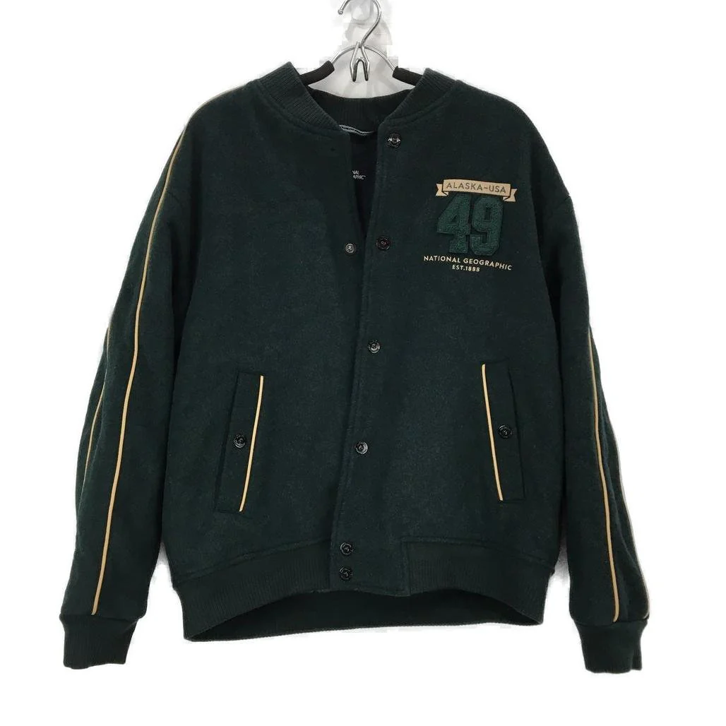 National Geographic Emerald Green Varsity Bomber Jacket Mens Size US Medium NEW