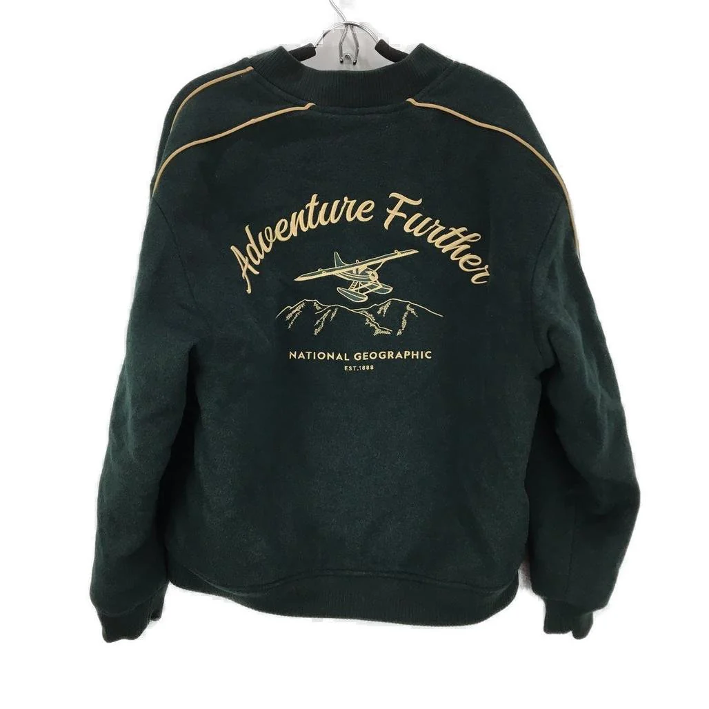 National Geographic Emerald Green Varsity Bomber Jacket Mens Size US Medium NEW - Image 2
