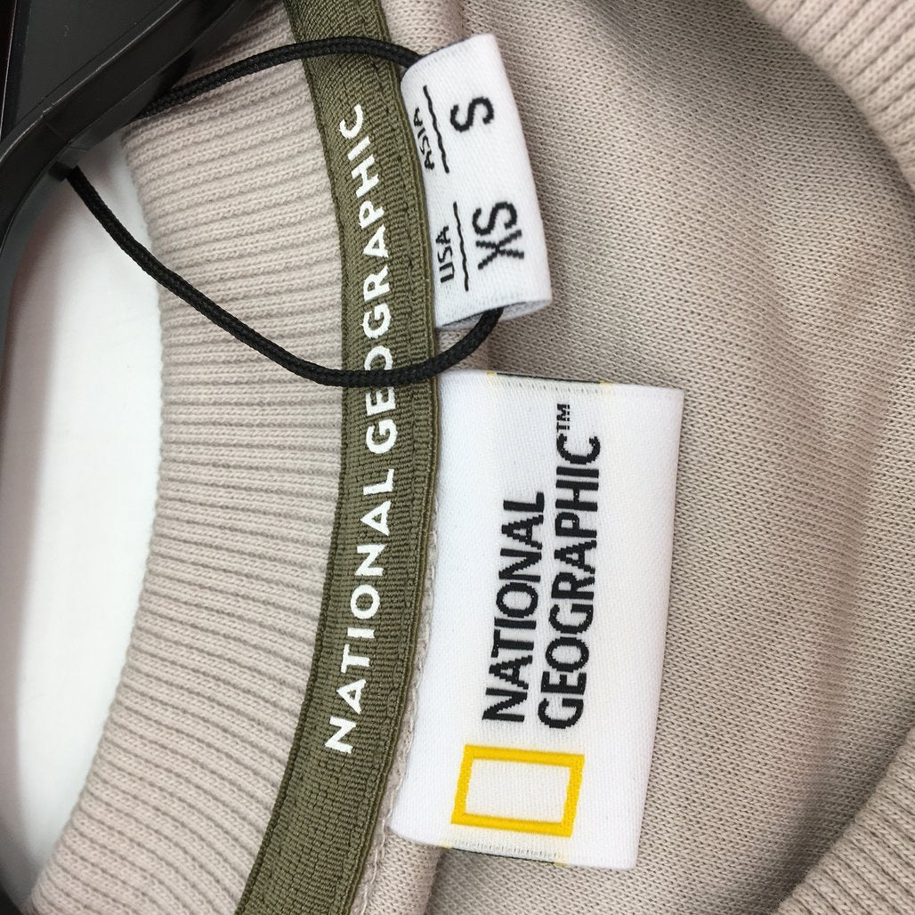 National Geographic Sleeve Pocket Mourning Beige Sweatshirt Mens Size US XS NEW - Image 3