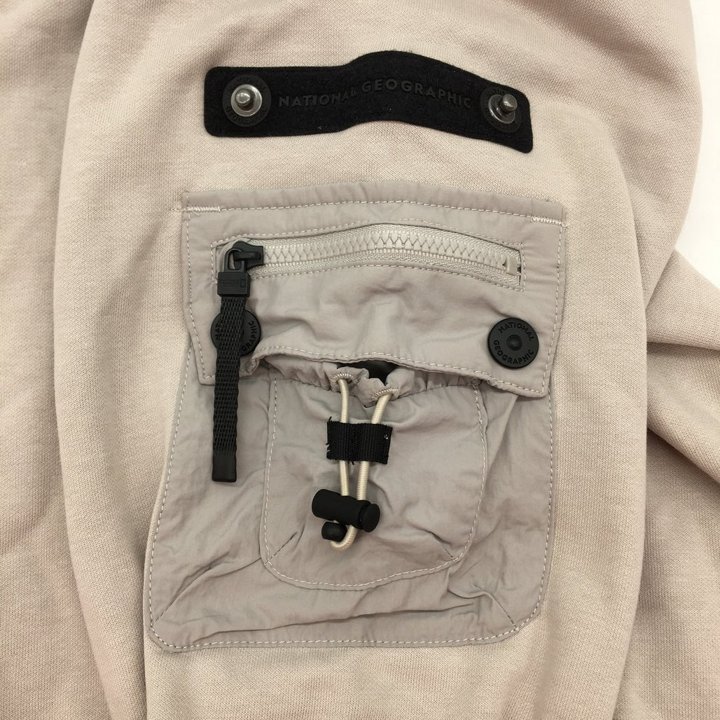 National Geographic Sleeve Pocket Mourning Beige Sweatshirt Mens Size US XS NEW - Image 5