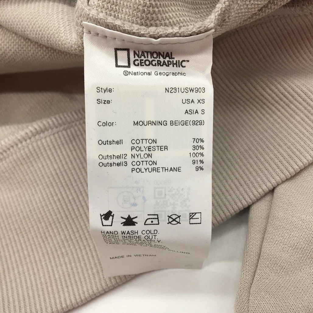 National Geographic Sleeve Pocket Mourning Beige Sweatshirt Mens Size US XS NEW - Image 6