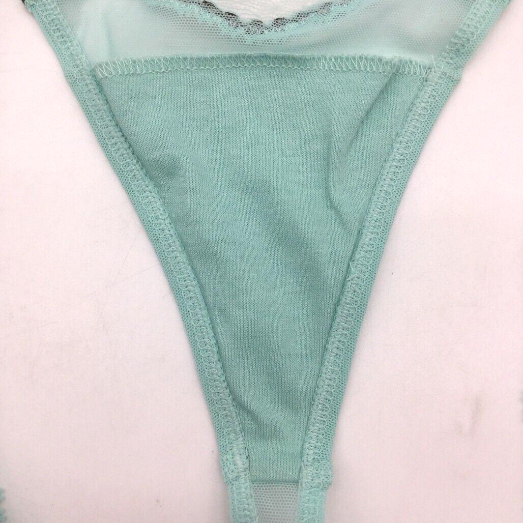 NEW Cotton Club Mint Green Lace Mesh String Thong Ladies Underwear Sz I4 / XL - Image 3