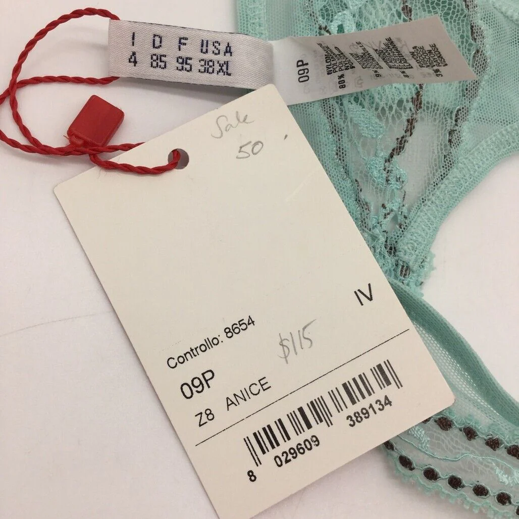 NEW Cotton Club Mint Green Lace Mesh String Thong Ladies Underwear Sz I4 / XL - Image 4