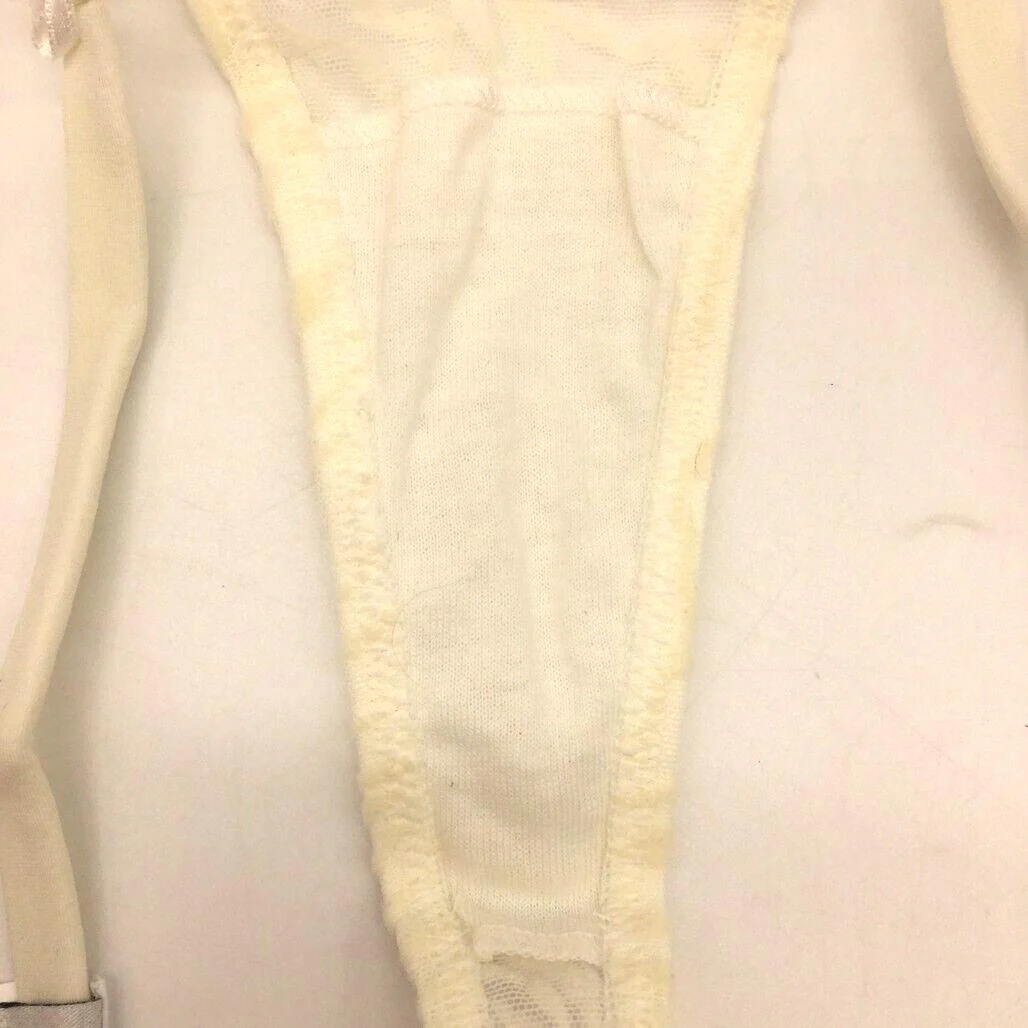 NEW Cotton Club Off-White Mesh Embroidered String Thong Ladies Underwear Sz I3 - Image 3