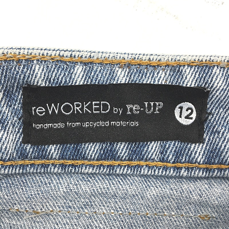 reWORKED re-UP Handcrafted Upcycled Fabrics Denim Veronica Mini Skirt Sz 12 - Image 3