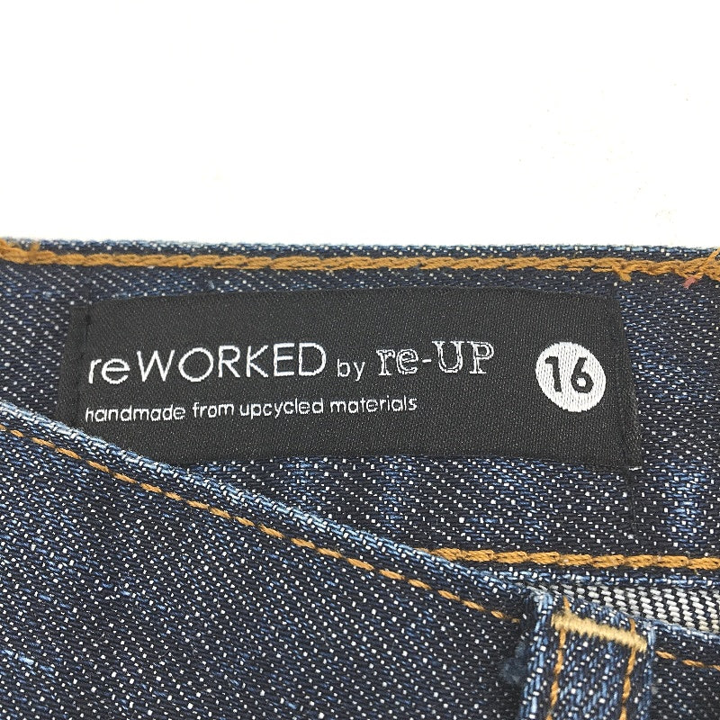 reWORKED re-UP Handcrafted Upcycled Fabrics Denim Veronica Mini Skirt Sz 16 - Image 3