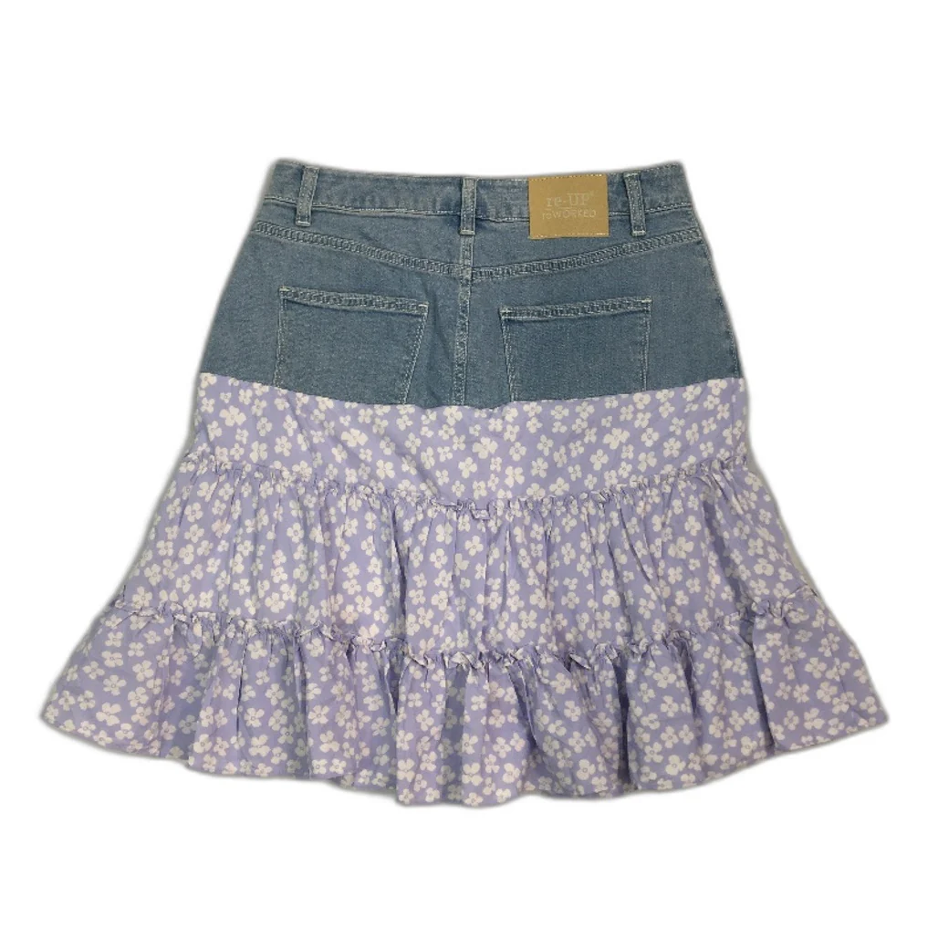 reWORKED re-UP Handcrafted Upcycled Fabrics Flower RaRa Mini Skirt Sz 12 - Image 2