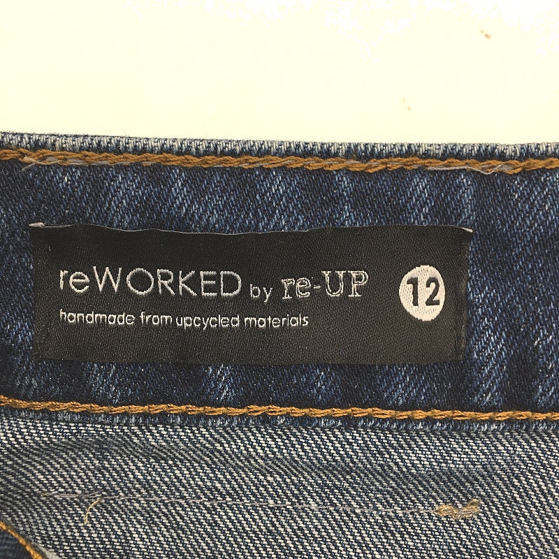 reWORKED re-UP Handcrafted Upcycled Fabric 2Blues Veronica Mini Skirt Sz 12 - Image 3