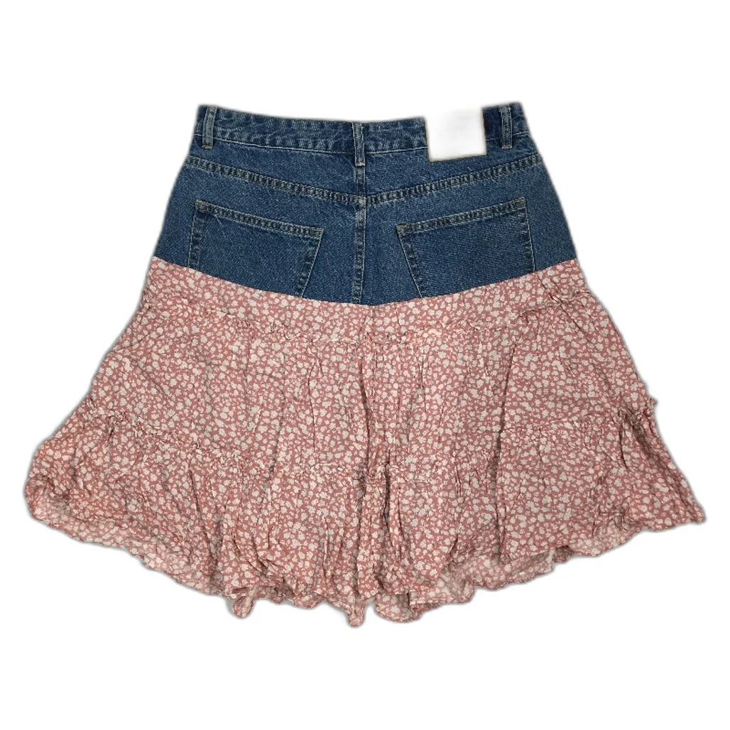 reWORKED re-UP Handcrafted Upcycled Fabrics Pnk Floral RaRa Mini Skirt Sz 16 - Image 2