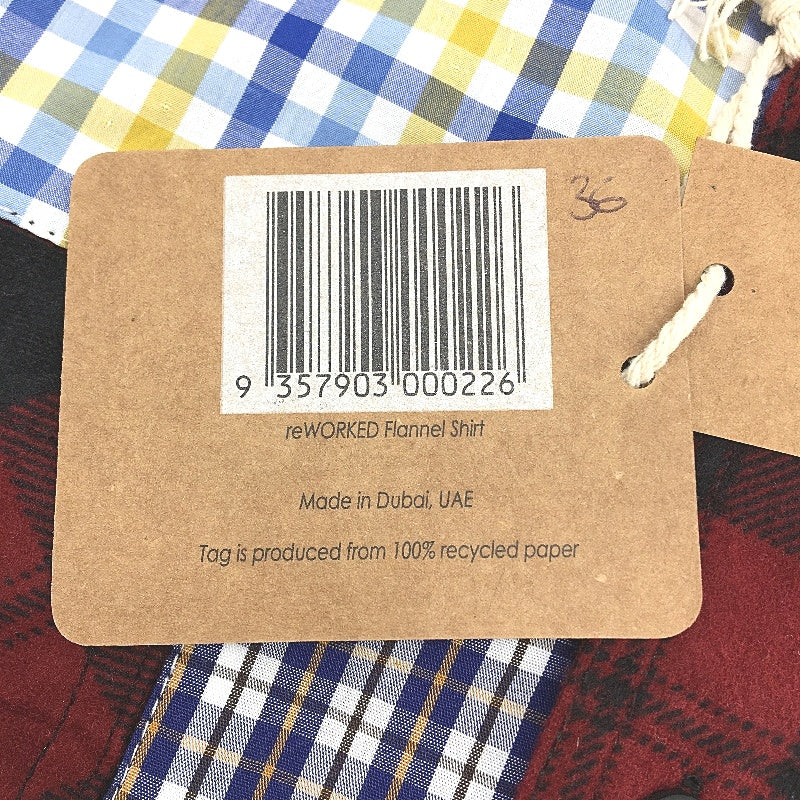 reWORKED re-UP Handcrafted Upcycled Fabrics Blue Check Flannel Shirt Size S - Image 5