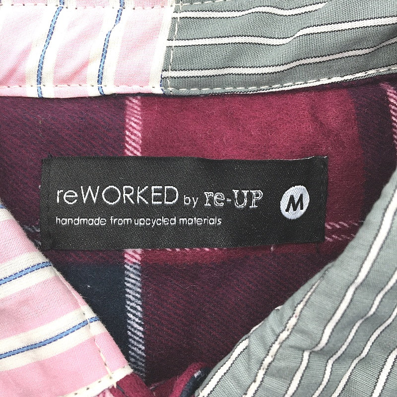 reWORKED re-UP Handcrafted Upcycled Fabrics Burgandy Flannel Shirt Sz M - Image 3