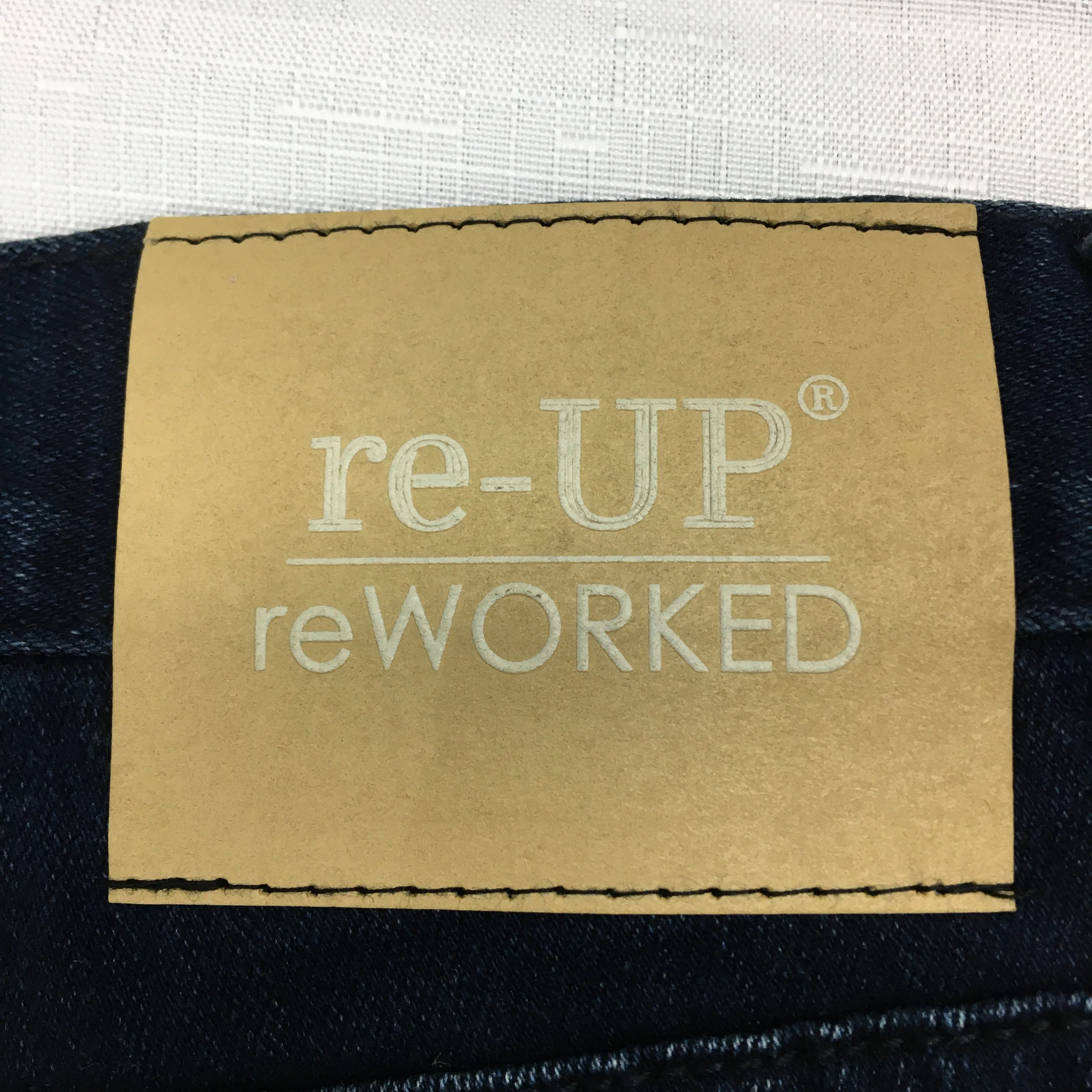 reWORKED re-UP Handcrafted Upcycled Fabrics Black Denim Ramona Skirt Sz 10 - Image 7