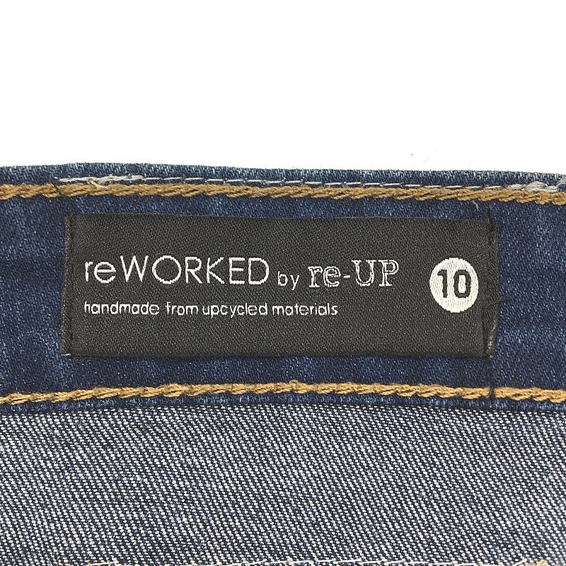 reWORKED re-UP Handcrafted Upcycled Fabrics Dk Blue Denim Ramona Skirt Sz 10 - Image 3