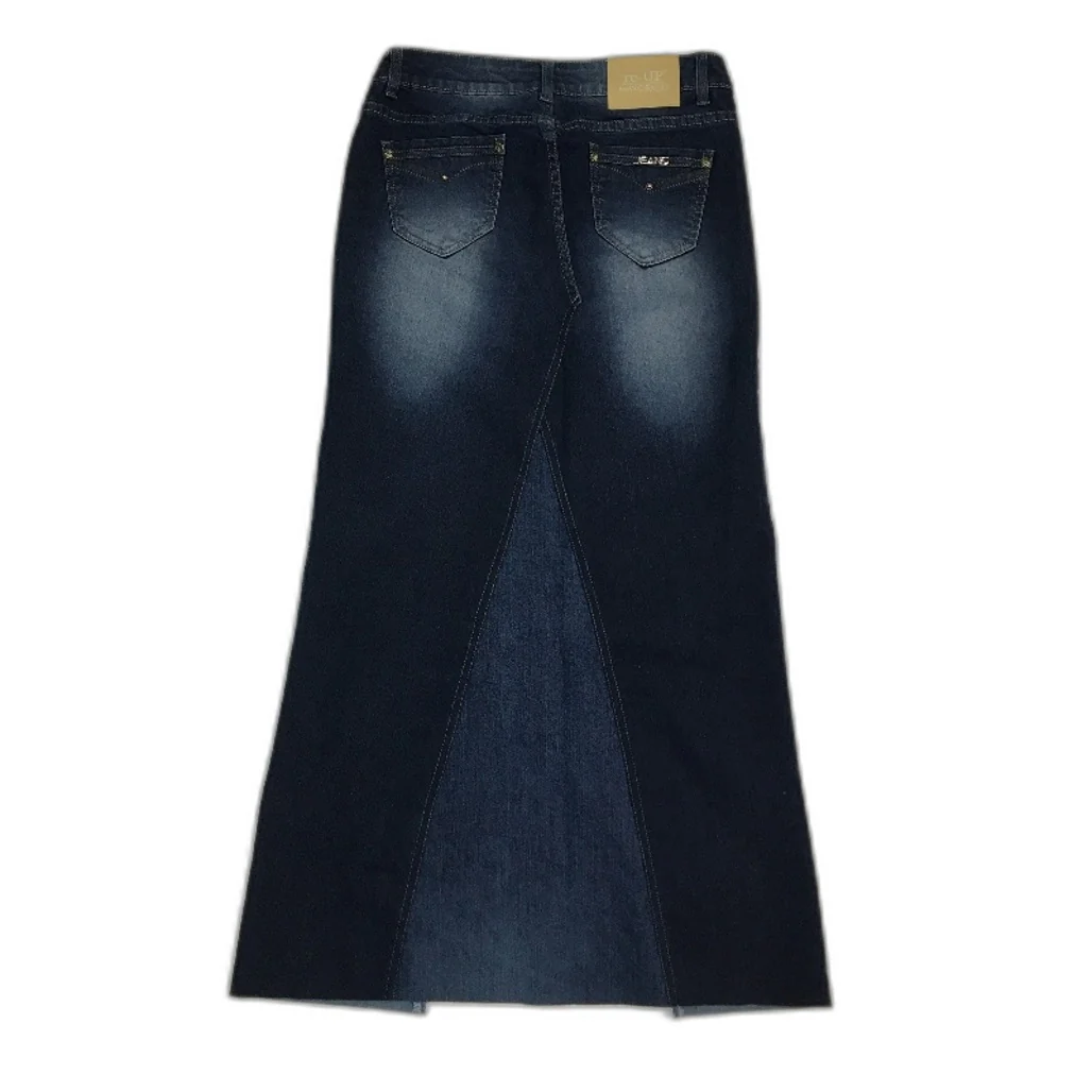 reWORKED re-UP Handcrafted Upcycled Fabrics Blue Fade Ramona Skirt Size 12