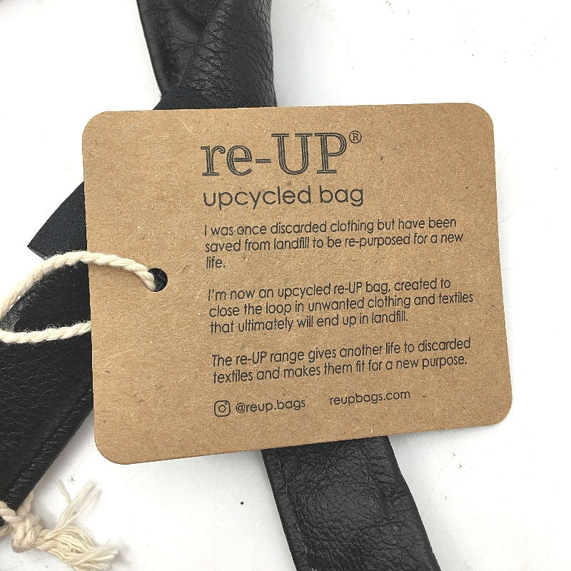 reWORKED by re-UP Handcrafted Upcycled Fabrics Leather Look Body Shoulder Pouch - Image 3