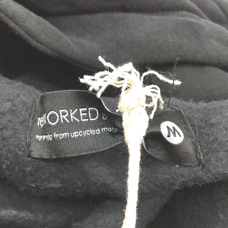 reWORKED re-UP Handcrafted Upcycled Fabrics Marvel Black Hoodie Jumper Size M - Image 3