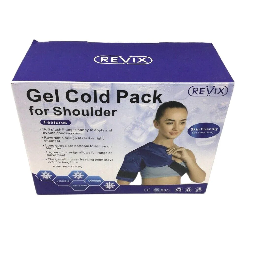 Revix Gel Cold Pack for Shoulder Soft Plush Lining Reversible Design Navy NEW - Image 2