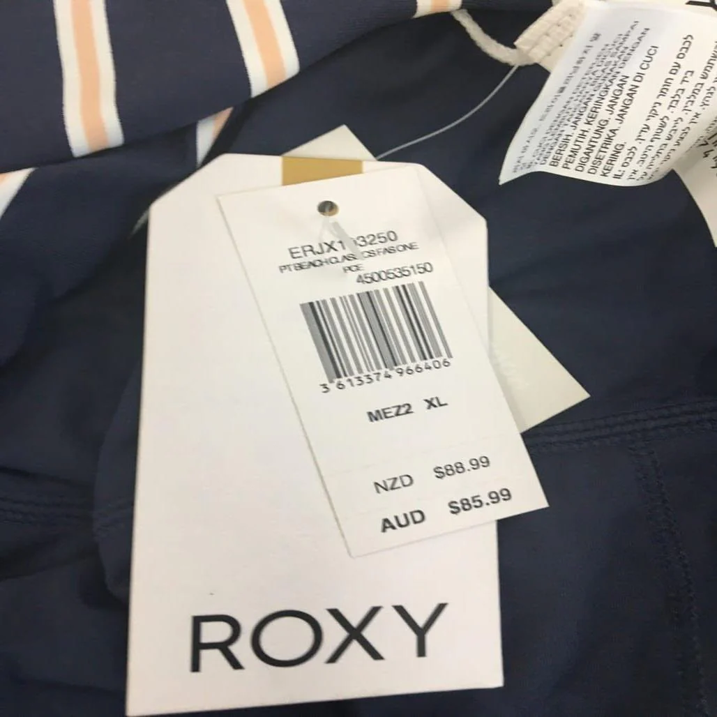 ROXY Striped Beach Classics One Piece Woman Swimwear Navy Blue Size XL NEW - Image 3