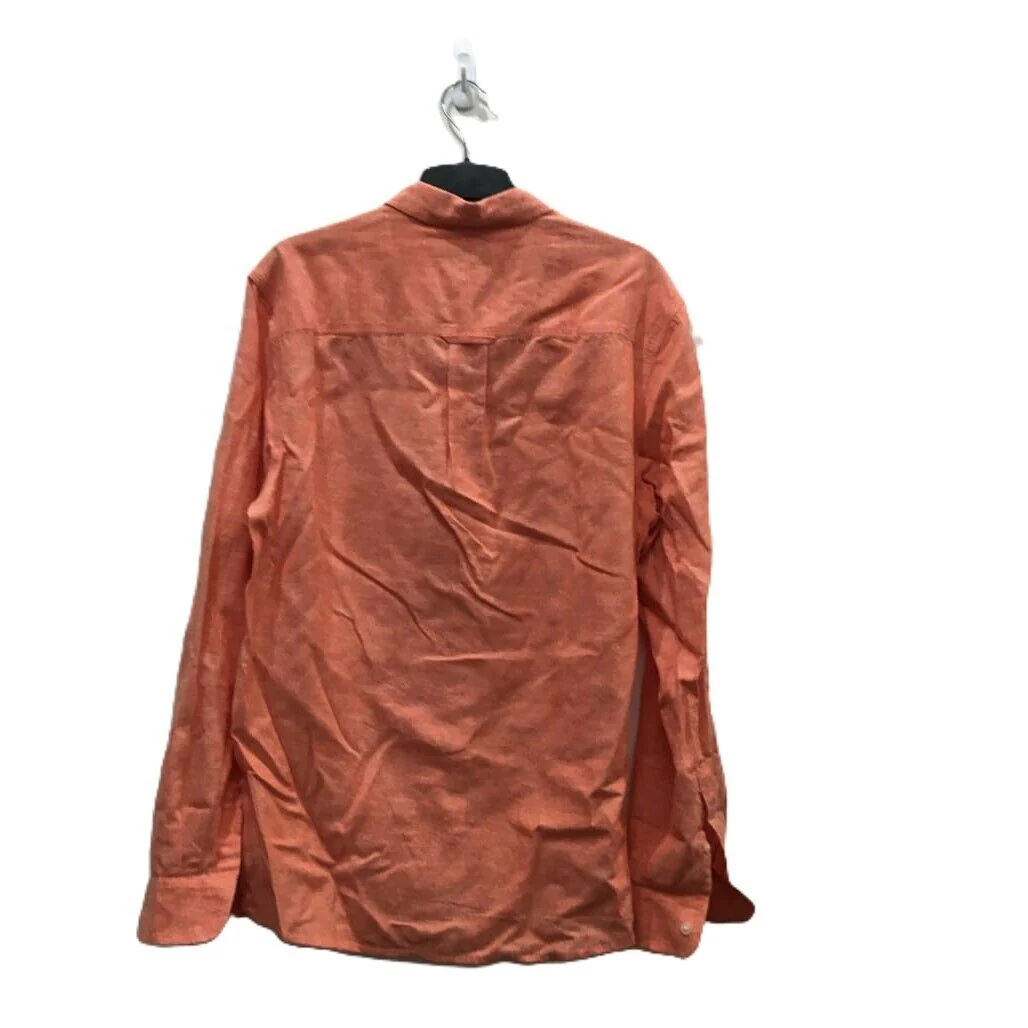Sample Jeanswest Men Salmon Linen Long Sleeve Shirt with One Pocket Size L NEW - Image 2