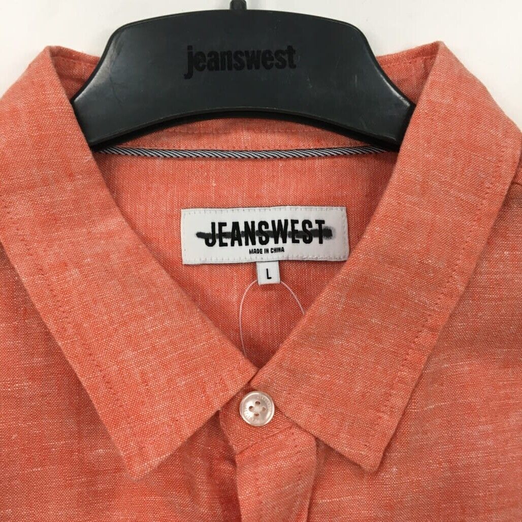 Sample Jeanswest Men Salmon Linen Long Sleeve Shirt with One Pocket Size L NEW - Image 3