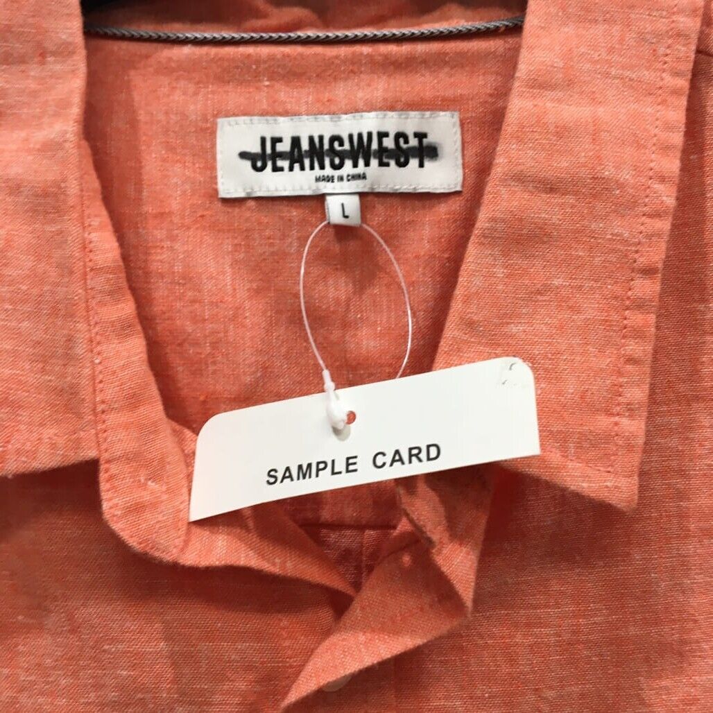 Sample Jeanswest Men Salmon Linen Long Sleeve Shirt with One Pocket Size L NEW - Image 4