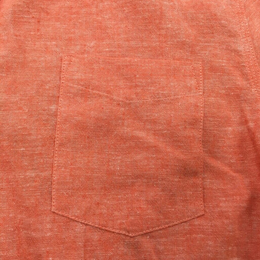 Sample Jeanswest Men Salmon Linen Long Sleeve Shirt with One Pocket Size L NEW - Image 5