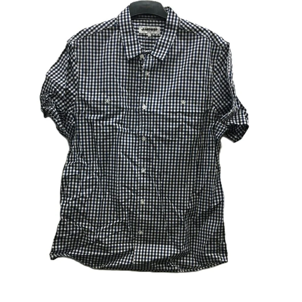Sample Jeanswest Short Sleeve Men Navy Blue Checkered Shirt Size L NEW - Image 3