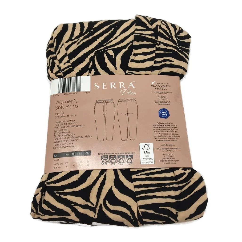 Serra Black & Beige Zebra Print Soft Loungewear Pants Ladies Plus Size 18+ NEW - Image 2
