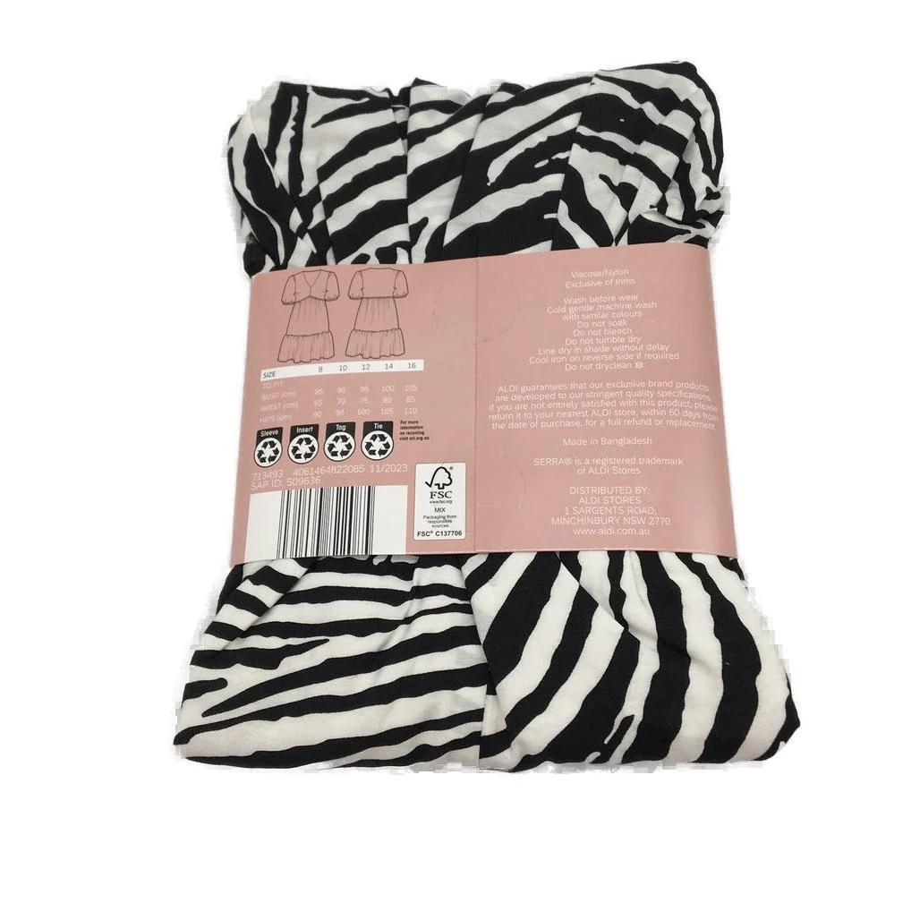 Serra Black & White Zebra Print Summer Dress Ladies Size 10 NEW - Image 3
