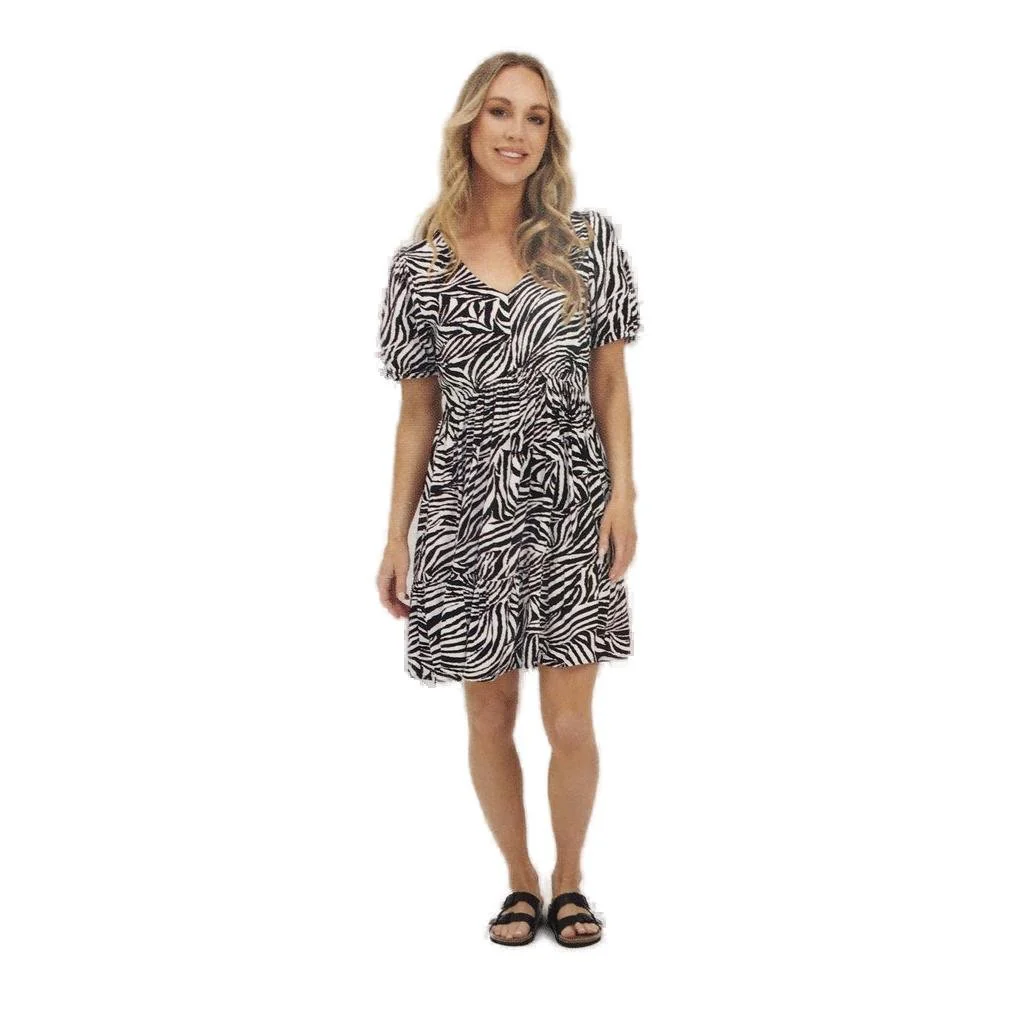 Serra Black & White Zebra Print Summer Dress Ladies Size 12 NEW - Image 3