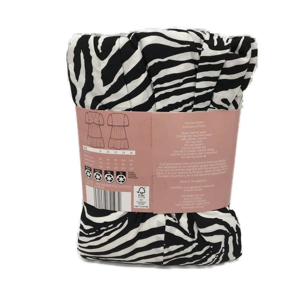 Serra Black & White Zebra Print Summer Dress Ladies Size 16 NEW - Image 2