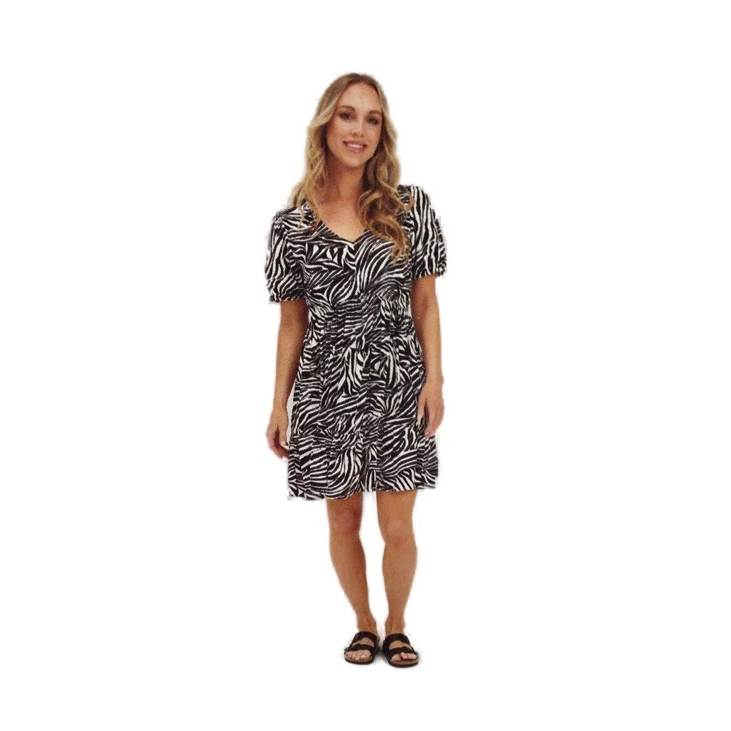 Serra Black & White Zebra Print Summer Dress Ladies Size 16 NEW - Image 3