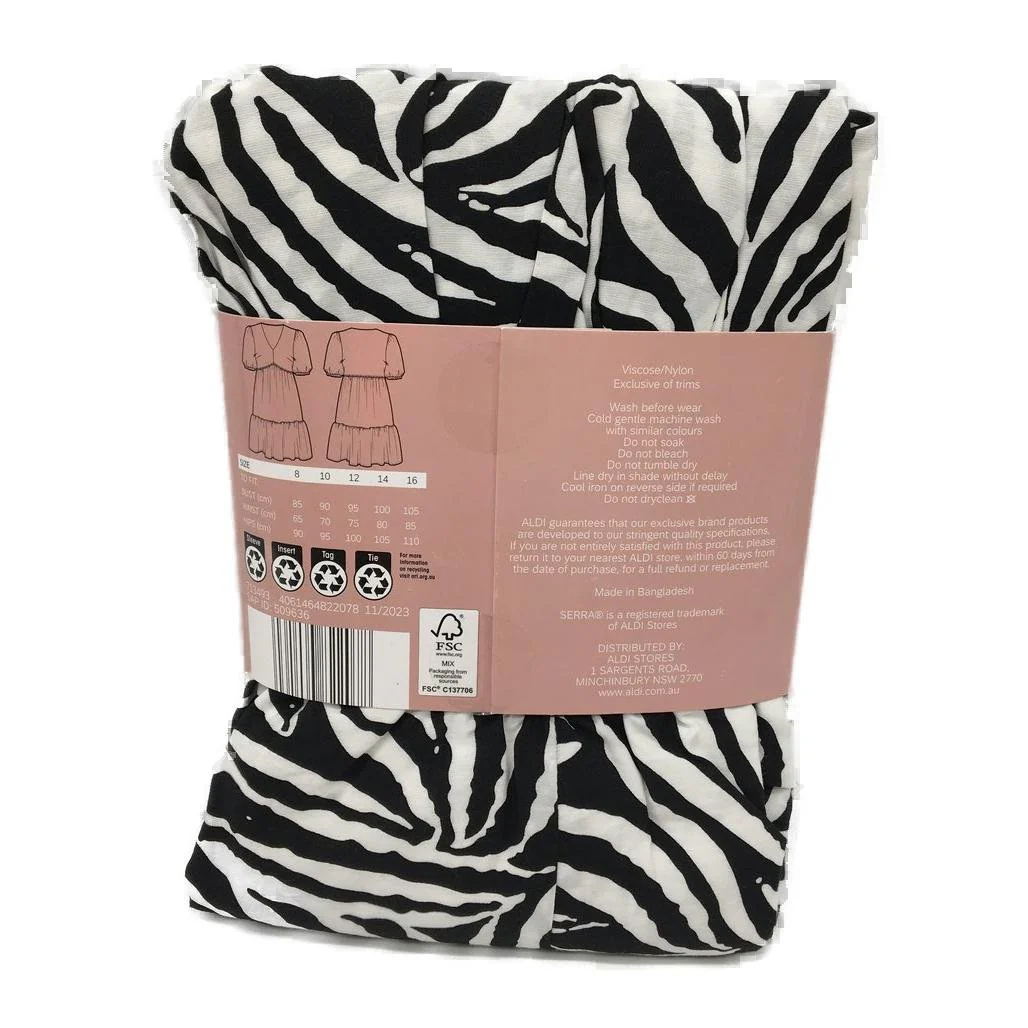 Serra Black & White Zebra Print Summer Dress Ladies Size 8 NEW - Image 2