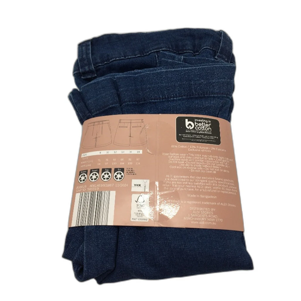 Serra Navy Blue Double Button Denim Shorts Ladies Size 12 NEW - Image 2