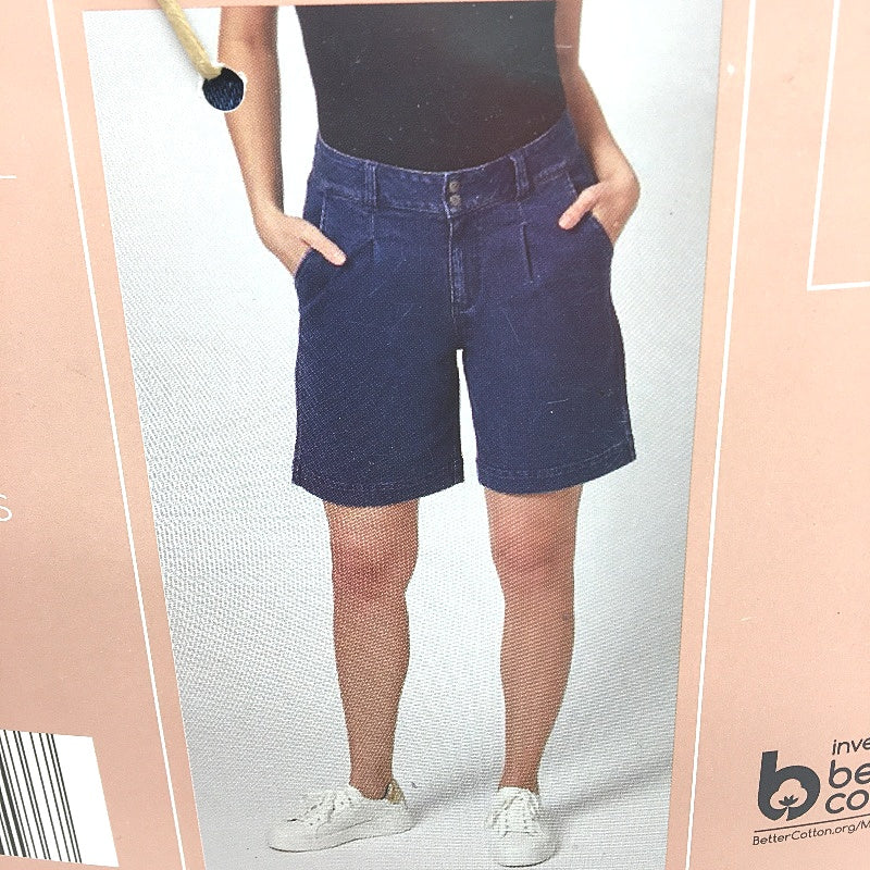 Serra Navy Blue Double Button Denim Shorts Ladies Size 12 NEW - Image 3