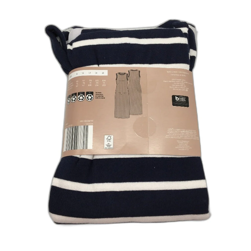 Serra Navy Blue & White Striped Midi Summer Dress Ladies Size 10 NEW - Image 2