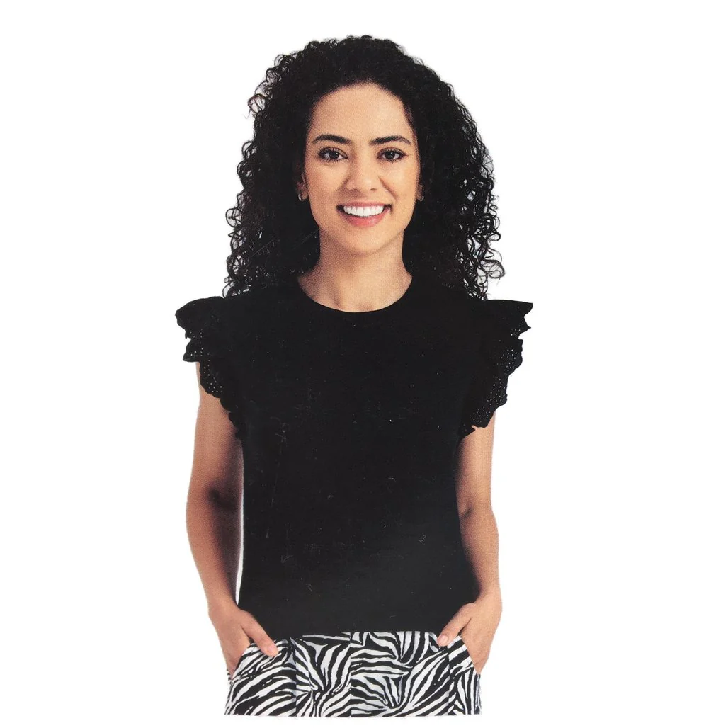 Serra Womens Black Short Sleeve Fashion Top Size 8 NEW - Image 2