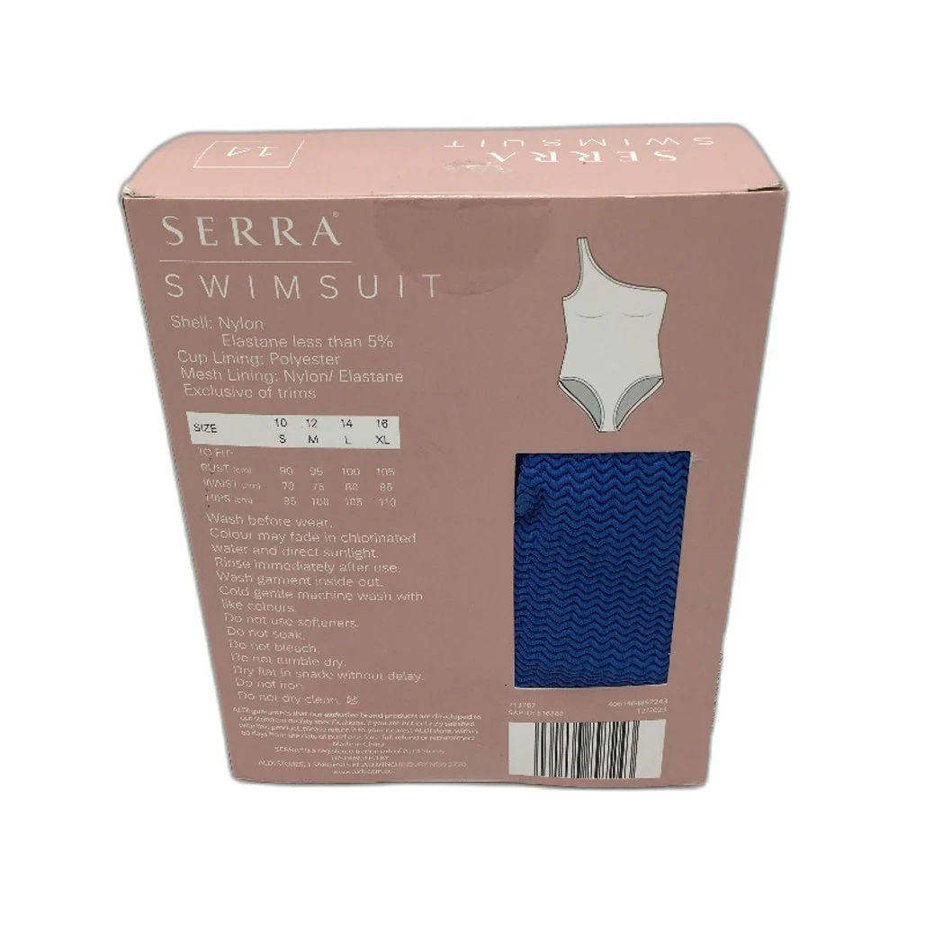 Serra Womens Cobalt Blue One Sholder Textured Swimsuit Size 14 NEW - Image 2