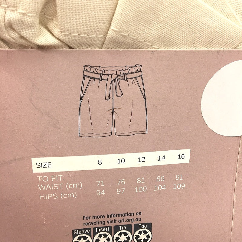 Serra Womens Cream Linen Blend Belted Waist Shorts Ladies Size 14 NEW - Image 5