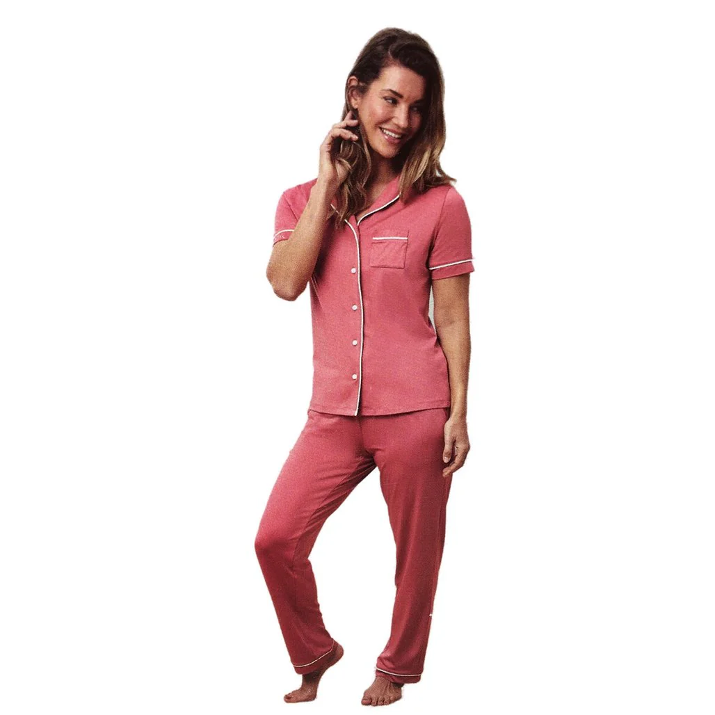 Serra Womens Luxe Pink Soft 2 Piece Short Sleeve PJ Set Size 12 NEW - Image 2