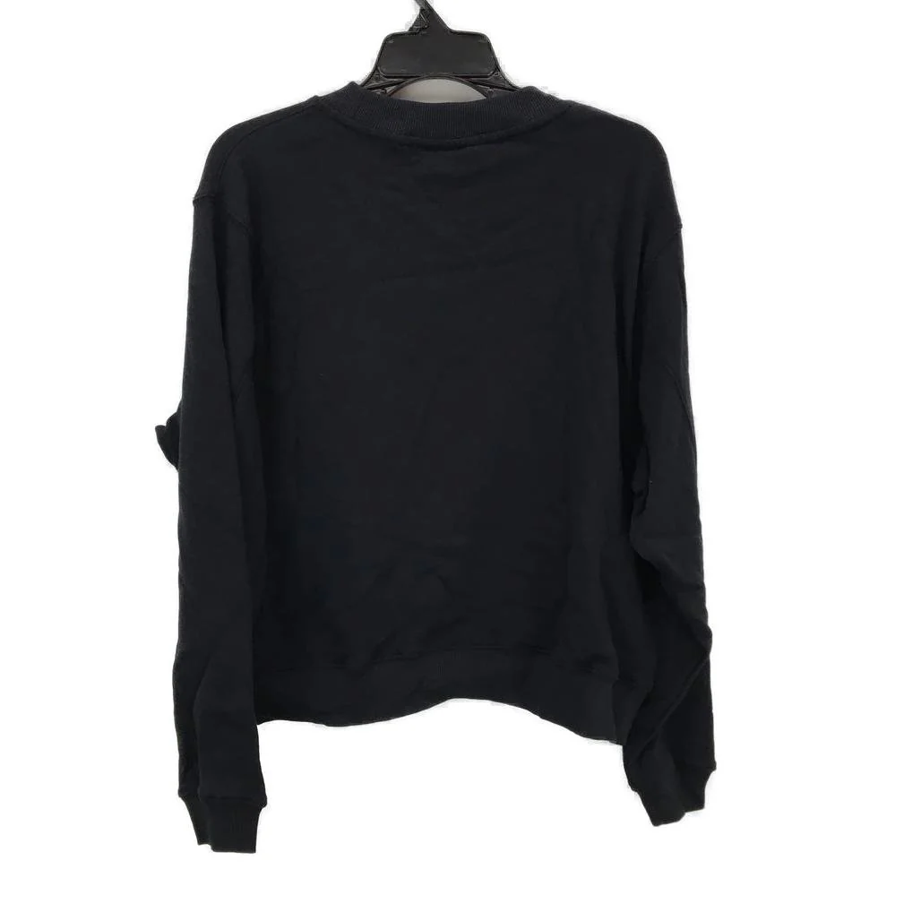 Subtitled Embroidered Logo Crew Neck Fleece Navy Jumper Ladies Size Medium - Image 2